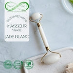 1 Masseur Visage en Pierre de Jade - Blanc + Housse