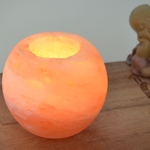 Bougeoir en Cristal de Sel Himalaya Sphère 900g