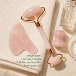 1 Gua Sha en Quartz Rose + Housse