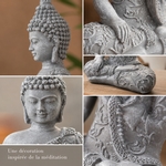 Statuette Bouddha Grise Méditation 1