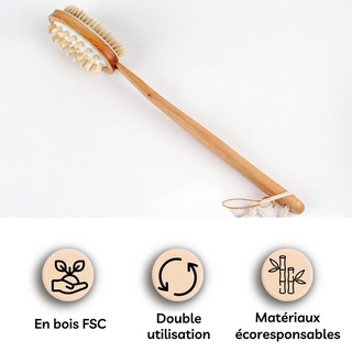 Grande Brosse De Bain/douche En Bois 42x7x3 Cm - Manche Amovible, Neuf