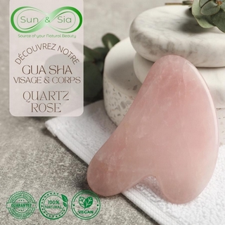 1 Gua Sha en Quartz Rose + Housse