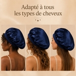 Bonnet de Nuit Satin Effet Sois Bleu Nuit