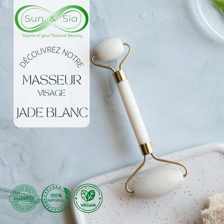 11 Masseur Visage en Pierre de Jade - Blanc + 1 Offert