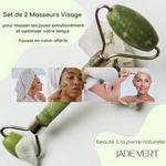 Set 2 Masseurs Visage en Pierre de Jade - Vert