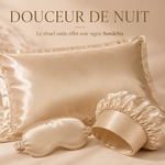 Paire de Taies d'Oreiller en Satin Effet Soie Champagne doré