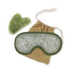 Kit Masque Yeux ThermoConfort et GuaSha Jade Vert + Housse