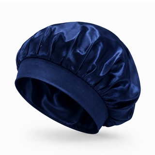 Bonnet de Nuit Satin Effet Sois Bleu Nuit