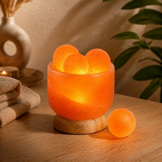 Lampe avec 4 boules de massage en Sel d'Himalaya