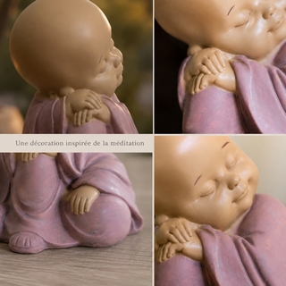 Statuette Bouddha Bébé Rose en Réflexion