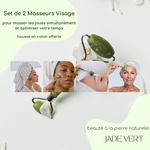 Set 2 Masseurs Visage en Pierre de Jade - Vert