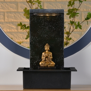 La vie en zen Fontaine  XL bouddha mur d'eau  100 cm Intérieur avec eclairage 