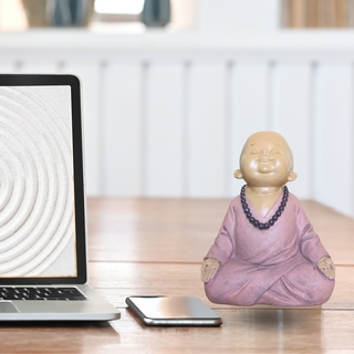 Statuette Bouddha<br/> Bébé Rose en méditation