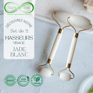 Set 2 Masseurs Visage en Pierre de Jade - Blanc