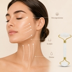 1 Masseur Visage en Pierre de Jade - Blanc + Housse