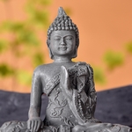 Statuette Bouddha Grise Méditation 1