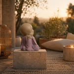 Statuette Bouddha Bébé Rose en Réflexion