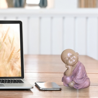 Statuette Bouddha Bébé Rose Tête Posée