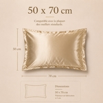 Paire de Taies d'Oreiller en Satin Effet Soie Champagne doré