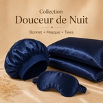 Masque de Nuit Satin Effet Soie Bleu Nuit