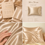 Paire de Taies d'Oreiller en Satin Effet Soie Champagne doré