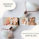 1 Masseur Visage en Pierre de Jade - Blanc + Housse