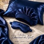 Bonnet de Nuit Satin Effet Sois Bleu Nuit