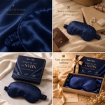 Masque de Nuit Satin Effet Soie Bleu Nuit
