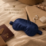 Masque de Nuit Satin Effet Soie Bleu Nuit