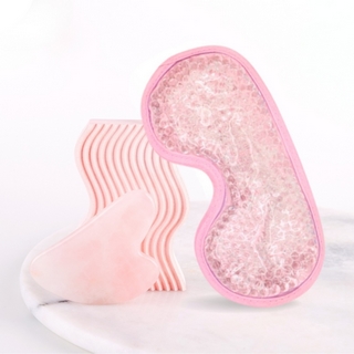Kit Masque Yeux ThermoConfort et GuaSha Quartz Rose + Housse