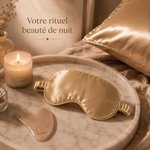 Masque de Nuit Satin Effet Soie Champagne doré