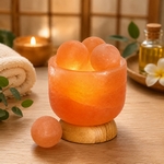 Lampe avec 4 boules de massage en Sel d'Himalaya