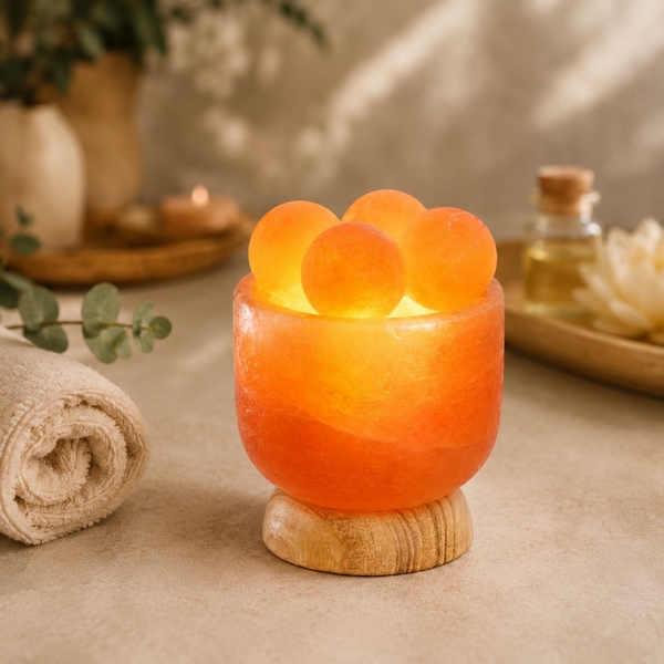 Lampe avec 4 boules de massage en Sel d'Himalaya