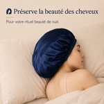 Bonnet de Nuit Satin Effet Sois Bleu Nuit