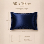 Paire de Taies d'Oreiller en Satin Effet Soie Bleu Nuit
