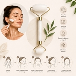 1 Masseur Visage en Pierre de Jade - Blanc + Housse