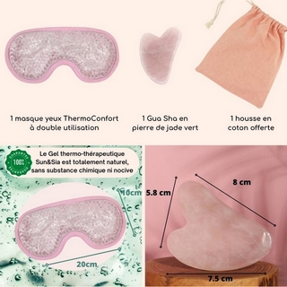 Kit Masque Yeux ThermoConfort et GuaSha Quartz Rose + Housse