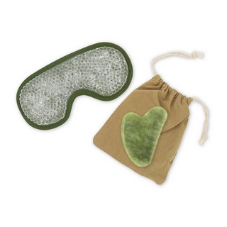 Kit Masque Yeux ThermoConfort et GuaSha Jade Vert + Housse