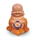 Statuette Bouddha Rieur Toge Orange