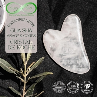 1 Gua Sha en Cristal de Roche + Housse