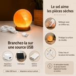 Lampe USB  en Cristal de Sel d'Himalaya Sphère