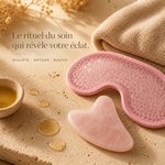 Kit Masque Yeux ThermoConfort et GuaSha Quartz Rose + Housse