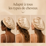 Bonnet de Nuit Satin Effet Sois Champagne doré