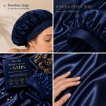 Bonnet de Nuit Satin Effet Sois Bleu Nuit