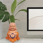 Statuette Bouddha Rieur Toge Orange